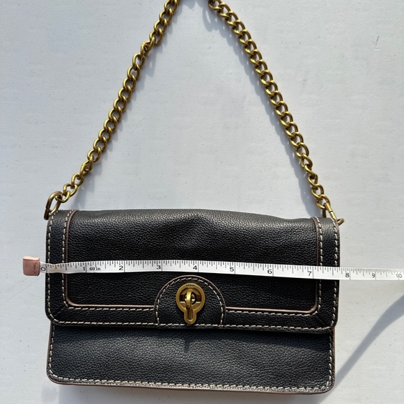 Fossil Women's Ainsley Black Leather Wallet Shoulder Bag Mini Bag Purse - Picture 13 of 16